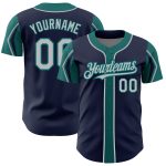 Customizable Navy Gray Teal Baseball Jersey with Personalized Name and Number - Authentic Team Apparel Personalized Navy