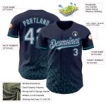 Custom Name and Number Baseball Jersey - Personalized Leopard Print Fade 3D Pattern in Navy Gray Teal Personalized Navy Gray-Teal