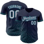 Custom Name and Number Baseball Jersey - Personalized Leopard Print Fade 3D Pattern in Navy Gray Teal Personalized Navy Gray-Teal