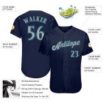 Personalized Authentic Baseball Jersey in Navy Gray Teal Color - Customizable Design Personalized Navy Gray-Teal Authentic