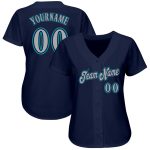 Personalized Authentic Baseball Jersey in Navy Gray Teal Color - Customizable Design Personalized Navy Gray-Teal Authentic