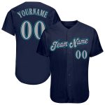 Personalized Authentic Baseball Jersey in Navy Gray Teal Color - Customizable Design Personalized Navy Gray-Teal Authentic