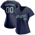 Custom Navy Gray-Teal Baseball Jersey with Personalized Name and Number - Authentic Team Apparel Personalized Navy Gray-Teal