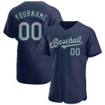 Custom Navy Gray-Teal Baseball Jersey with Personalized Name and Number - Authentic Team Apparel Personalized Navy Gray-Teal