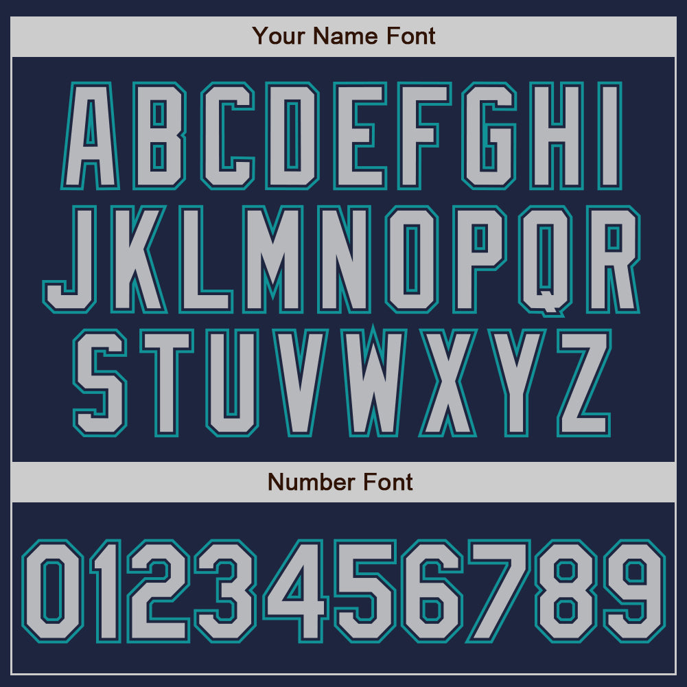 Personalized Navy Gray-Teal Authentic Raglan Sleeves Baseball Jersey Team Custom Name and Number Custom Navy Gray-Teal Baseball Jersey with Personalized Name and Number - Authentic Raglan Sleeves Design Personalized Navy - Image 5