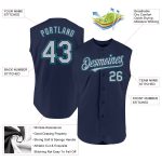 Personalized Navy Gray Teal Authentic Sleeveless Baseball Jersey for Men and Women Personalized Navy Gray-Teal Authentic