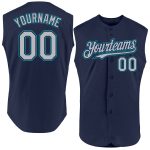 Personalized Navy Gray Teal Authentic Sleeveless Baseball Jersey for Men and Women Personalized Navy Gray-Teal Authentic