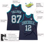 Custom Name Number Navy Gray-Teal Basketball Jersey - Personalized Authentic Throwback Team Apparel Personalized Navy Gray-Teal