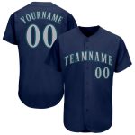 Custom Name and Number Baseball Jersey - Personalized Navy Gray Teal Team Jersey Personalized Navy Gray-Teal Baseball Jersey