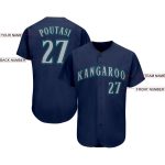Custom Name and Number Baseball Jersey - Personalized Navy Gray Teal Team Jersey Personalized Navy Gray-Teal Baseball Jersey