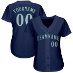 Custom Name and Number Baseball Jersey - Personalized Navy Gray Teal Team Jersey Personalized Navy Gray-Teal Baseball Jersey