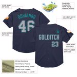 Personalized Throwback Baseball Jersey in Navy Gray Teal Mesh - Custom Sports Apparel Personalized Navy Gray-Teal Mesh Authentic