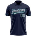 Personalized Custom Golf Polo Shirt Navy Gray Teal with Team Name Number - Performance Vapor Design Personalized Navy Gray-Teal