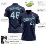 Personalized Custom Golf Polo Shirt Navy Gray Teal with Team Name Number - Performance Vapor Design Personalized Navy Gray-Teal