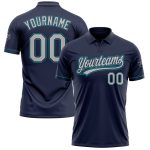 Personalized Custom Golf Polo Shirt Navy Gray Teal with Team Name Number - Performance Vapor Design Personalized Navy Gray-Teal