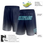 Custom Name Number Basketball Shorts in Navy Gray Teal Pinstripe Fade Authentic Fashion Personalized Navy Gray-Teal Pinstripe