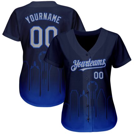 Custom Dallas City Edition Navy Gray Thunder Blue 3D Baseball Jersey for Men with Personalized Name and Number - Authentic Fashion Style