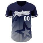 Custom Name and Number Authentic 3D Twinkle Star Baseball Jersey - Personalized Navy Gray and White Gradient Design Personalized