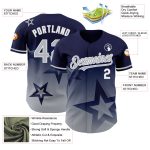 Custom Name and Number Authentic 3D Twinkle Star Baseball Jersey - Personalized Navy Gray and White Gradient Design Personalized