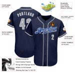 Personalized Authentic Baseball Jersey in Navy Gray and White Colors Personalized Navy Gray-White Authentic Baseball Jersey