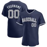 Custom Name and Number Authentic Baseball Jersey - Personalized Navy Gray-White Team Jersey Personalized Navy Gray-White