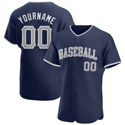 Custom Name and Number Authentic Baseball Jersey - Personalized Navy Gray-White Team Jersey Personalized Navy Gray-White