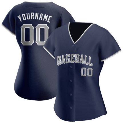 Custom Name and Number Authentic Baseball Jersey - Personalized Navy Gray-White Team Jersey Personalized Navy Gray-White