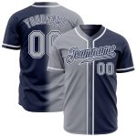 Custom Name and Number Baseball Jersey - Personalized Navy Gray-White Authentic Gradient Fashion Personalized Navy Gray-White