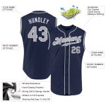 Custom Navy Gray-White Authentic Sleeveless Baseball Jersey with Personalized Name and Number Personalized Navy Gray-White