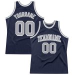 Custom Name and Number Authentic Throwback Basketball Jersey - Personalized Navy Gray-White Design Personalized Navy Gray-White