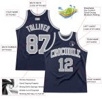 Custom Name and Number Authentic Throwback Basketball Jersey - Personalized Navy Gray-White Design Personalized Navy Gray-White