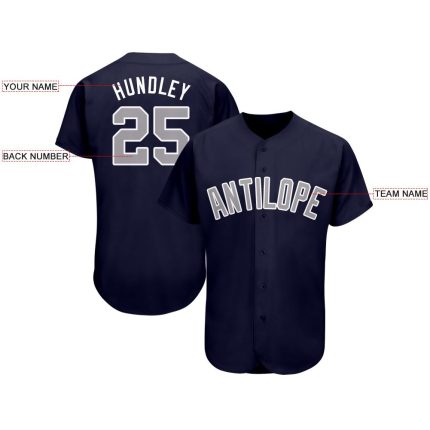Custom Name and Number Baseball Jersey in Navy Gray-White - Personalized Team Jersey Personalized Navy Gray-White Baseball
