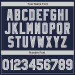 Custom Name and Number Varsity Letterman Jacket Navy Gray White Bomber Full-Snap Two Tone Design Personalized Navy Gray-White