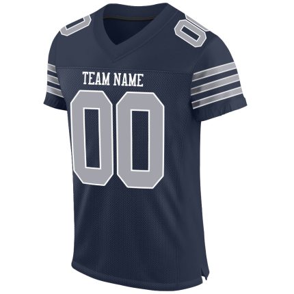 Personalized Authentic Football Jersey - Navy Gray-White Mesh Design Personalized Navy Gray-White Mesh Authentic Football