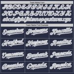 Custom Name and Number Personalized Authentic Baseball Jersey - Navy Gray-White Mesh Throwback Style Personalized Navy Gray-White