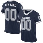 Custom Name and Number Authentic Throwback Football Jersey, Personalized Navy Gray-White Mesh Team Apparel Personalized Navy