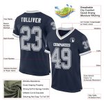Custom Name and Number Authentic Throwback Football Jersey, Personalized Navy Gray-White Mesh Team Apparel Personalized Navy