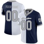 Custom Name and Number Personalized Football Jersey - Navy Gray-White Mesh Split Fashion Team Apparel Personalized Navy Gray-White