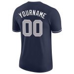 Custom Team Name and Number Performance T-Shirt in Navy, Gray, and White - Personalized Athletic Tee Personalized Navy Gray-White