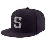 Custom Name Number Snapback Hat Adjustable Personalized Navy Gray White Stitched Team Cap Personalized Navy Gray-White Stitched