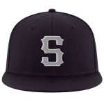 Custom Name Number Snapback Hat Adjustable Personalized Navy Gray White Stitched Team Cap Personalized Navy Gray-White Stitched