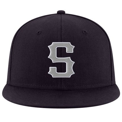 Custom Name Number Snapback Hat Adjustable Personalized Navy Gray White Stitched Team Cap Personalized Navy Gray-White Stitched
