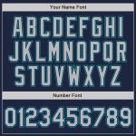 Custom Navy Gray White Teal Varsity Letterman Jacket with Name and Number - Personalized Full-Snap Bomber Style Personalized