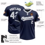 Custom Name Number Softball Jersey - Personalized Two-Button Unisex in Navy Gray White Personalized Navy Gray-White Two-Button