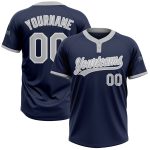 Custom Name Number Softball Jersey - Personalized Two-Button Unisex in Navy Gray White Personalized Navy Gray-White Two-Button