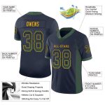 Custom Name Team Football Jersey in Navy Green-Gold Mesh - Personalized Drift Style with Custom Number Personalized Navy