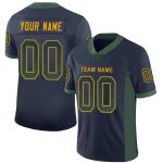 Custom Name Team Football Jersey in Navy Green-Gold Mesh - Personalized Drift Style with Custom Number Personalized Navy