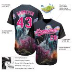 Custom Name and Number Underwater Life Jellyfish Baseball Jersey - Personalized Navy Hot Pink-White 3D Pattern Design Personalized