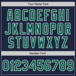 Custom Name Number Personalized Navy Green White Bomber Jacket Varsity Letterman Full-Snap Personalized Navy Kelly Green-White