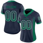 Personalized Custom Football Jersey with Name & Number in Navy Green-White Mesh Drift Style Personalized Navy Kelly Green-White